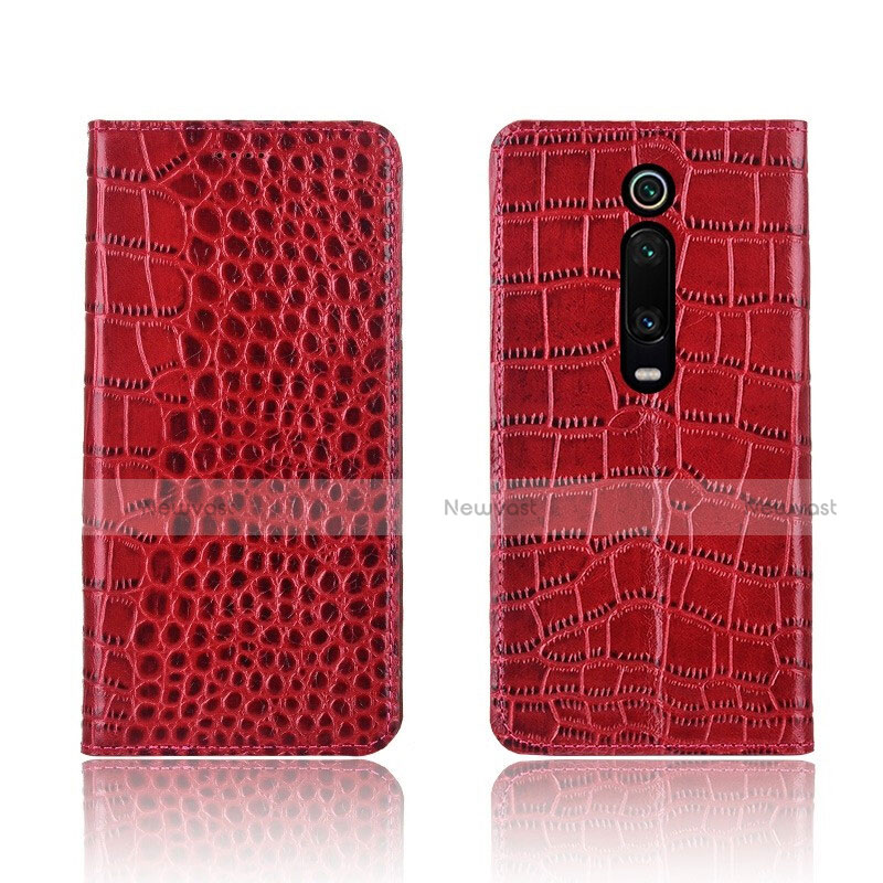 Leather Case Stands Flip Cover T05 Holder for Xiaomi Mi 9T Pro Red