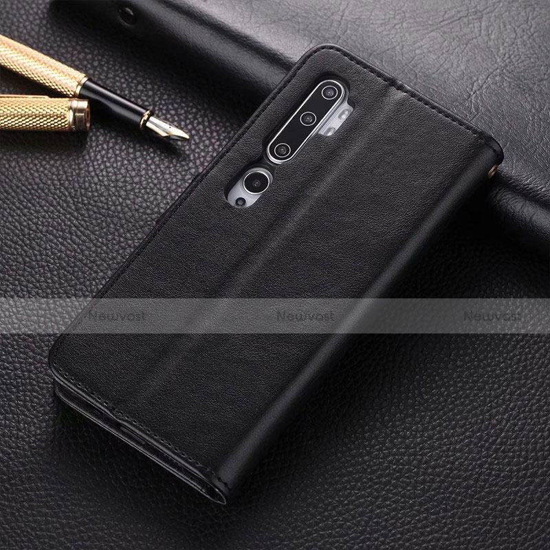 Leather Case Stands Flip Cover T05 Holder for Xiaomi Mi Note 10 Pro Black