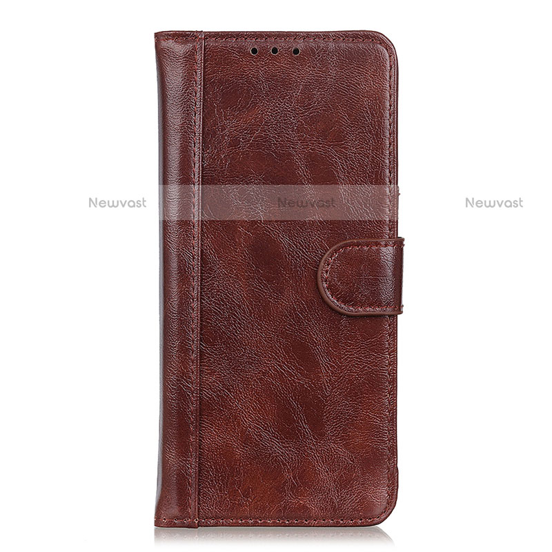 Leather Case Stands Flip Cover T05 Holder for Xiaomi Poco M3 Brown