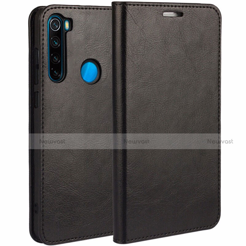 Leather Case Stands Flip Cover T05 Holder for Xiaomi Redmi Note 8 (2021) Black