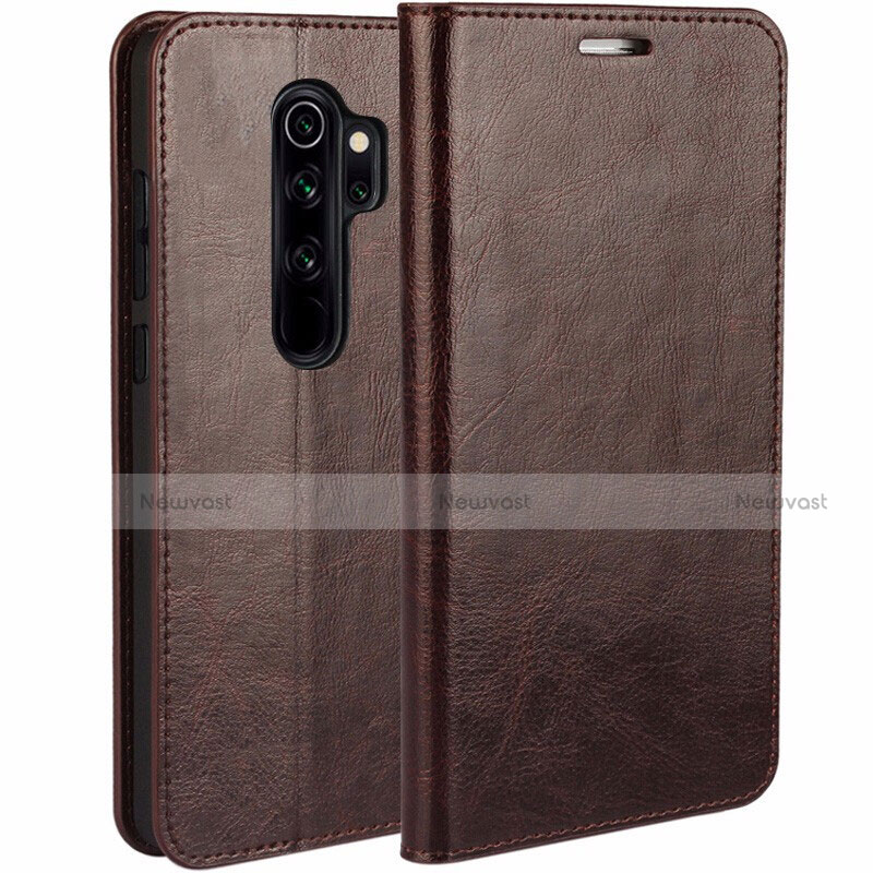 Leather Case Stands Flip Cover T05 Holder for Xiaomi Redmi Note 8 Pro Brown
