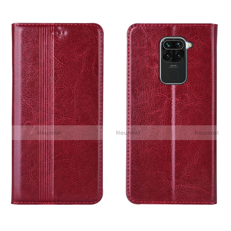 Leather Case Stands Flip Cover T05 Holder for Xiaomi Redmi Note 9 Red