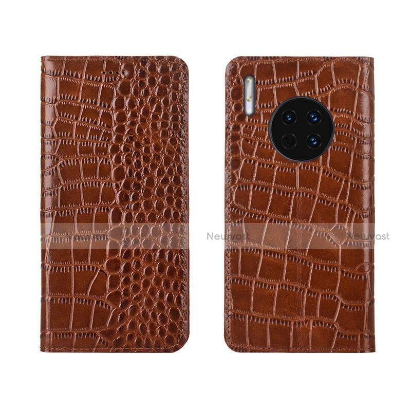 Leather Case Stands Flip Cover T06 Holder for Huawei Mate 30 Pro 5G Orange