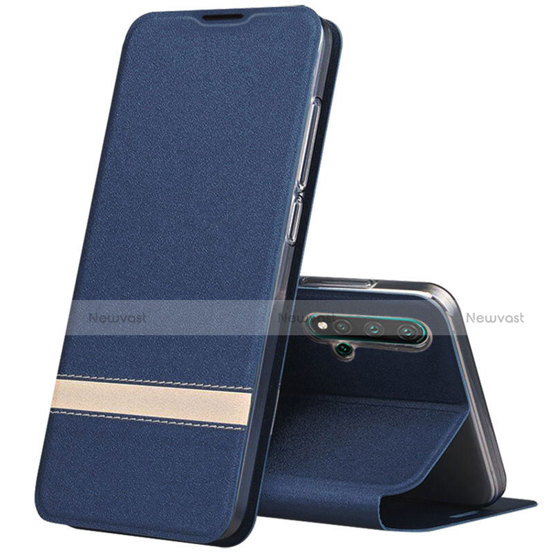 Leather Case Stands Flip Cover T06 Holder for Huawei Nova 5 Pro Blue