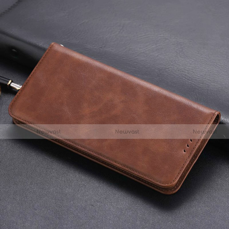 Leather Case Stands Flip Cover T06 Holder for Huawei Nova 5T Brown