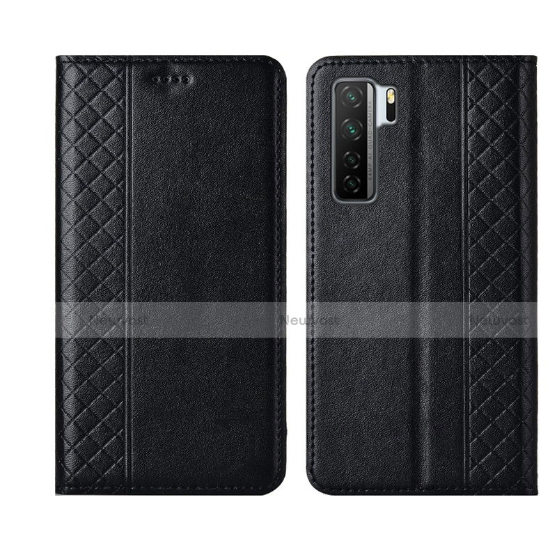 Leather Case Stands Flip Cover T06 Holder for Huawei Nova 7 SE 5G Black