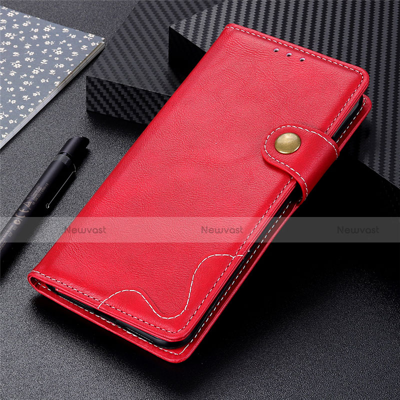 Leather Case Stands Flip Cover T06 Holder for Huawei P Smart (2020) Red