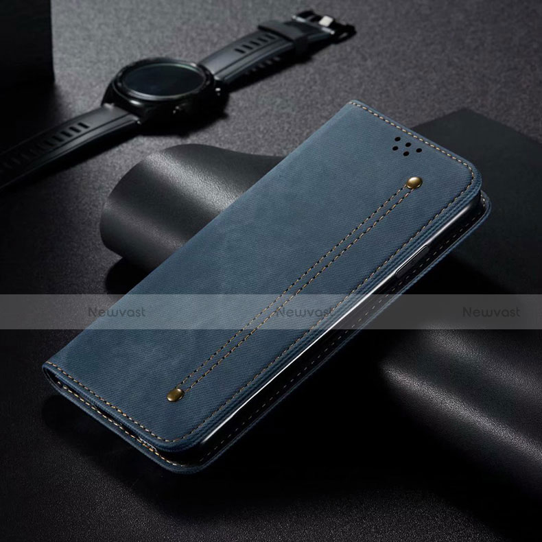 Leather Case Stands Flip Cover T06 Holder for Xiaomi Mi 10 Pro Blue