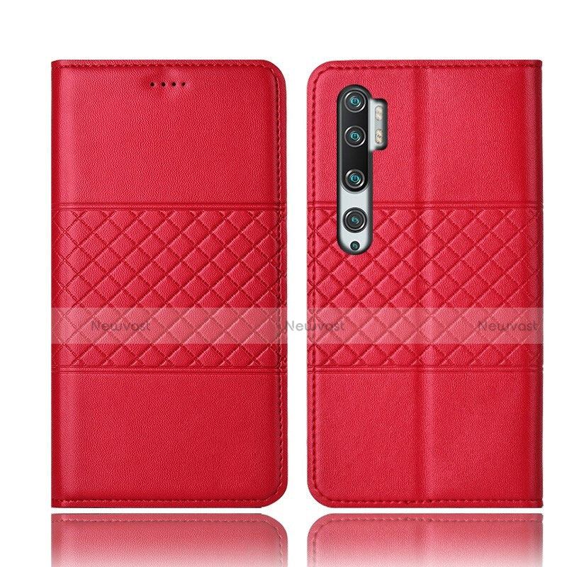 Leather Case Stands Flip Cover T06 Holder for Xiaomi Mi Note 10 Red