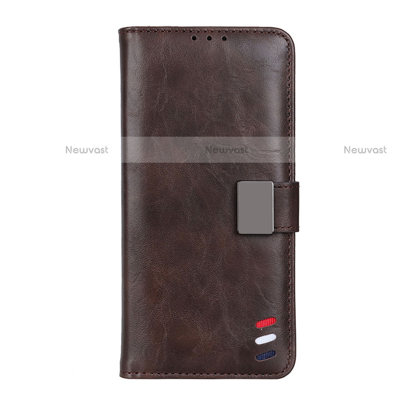 Leather Case Stands Flip Cover T06 Holder for Xiaomi Poco M3 Brown