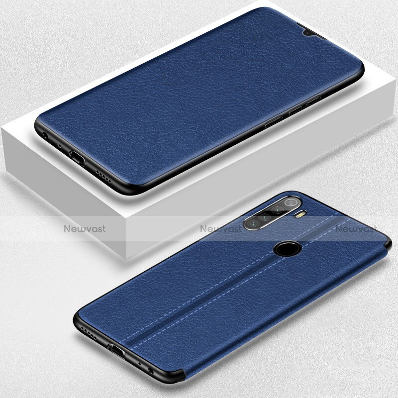 Leather Case Stands Flip Cover T06 Holder for Xiaomi Redmi Note 8 (2021) Blue