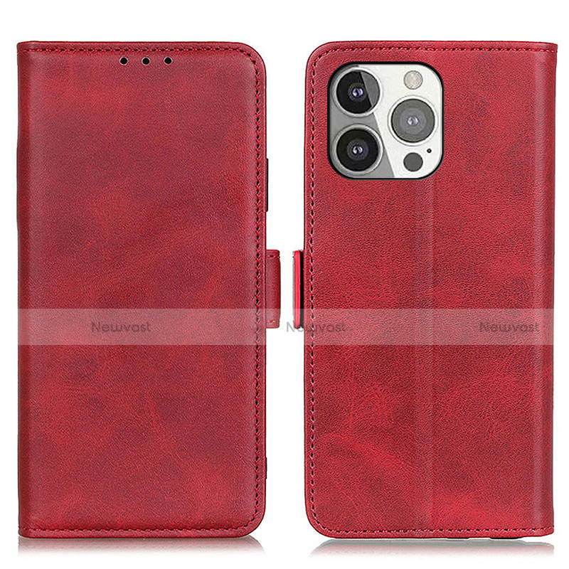 Leather Case Stands Flip Cover T07 Holder for Apple iPhone 13 Pro Max Red