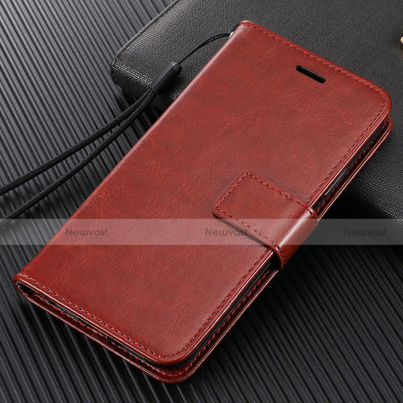 Leather Case Stands Flip Cover T07 Holder for Huawei Honor V30 5G Brown