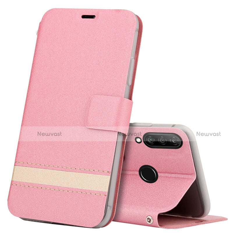 Leather Case Stands Flip Cover T07 Holder for Huawei Nova 4e Pink
