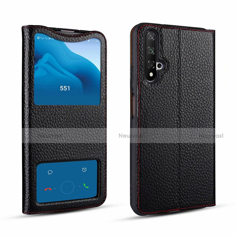 Leather Case Stands Flip Cover T07 Holder for Huawei Nova 5T Black