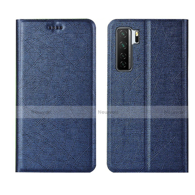 Leather Case Stands Flip Cover T07 Holder for Huawei Nova 7 SE 5G Blue