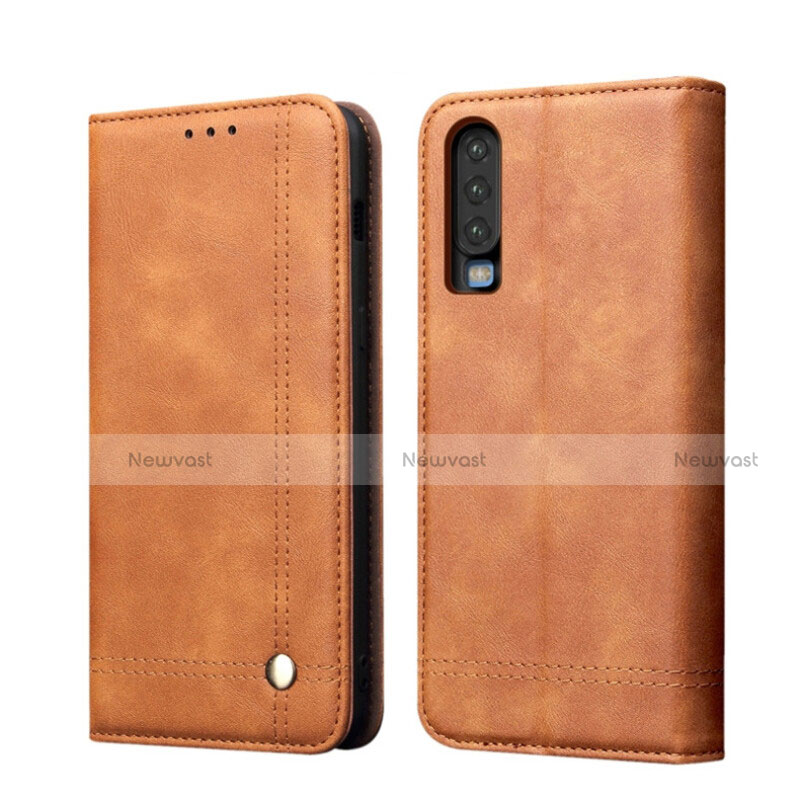 Leather Case Stands Flip Cover T07 Holder for Huawei P30 Orange