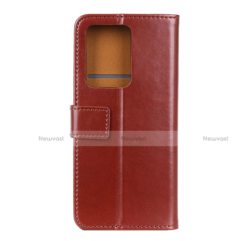 Leather Case Stands Flip Cover T07 Holder for Huawei P40 Pro+ Plus Brown