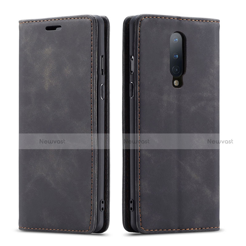 Leather Case Stands Flip Cover T07 Holder for OnePlus 8 Black