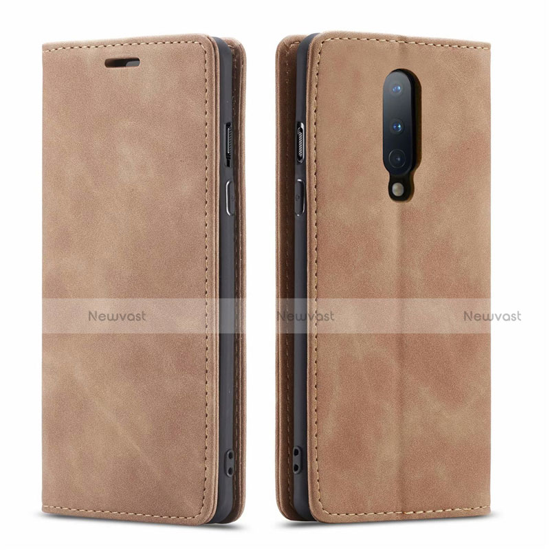 Leather Case Stands Flip Cover T07 Holder for OnePlus 8 Orange