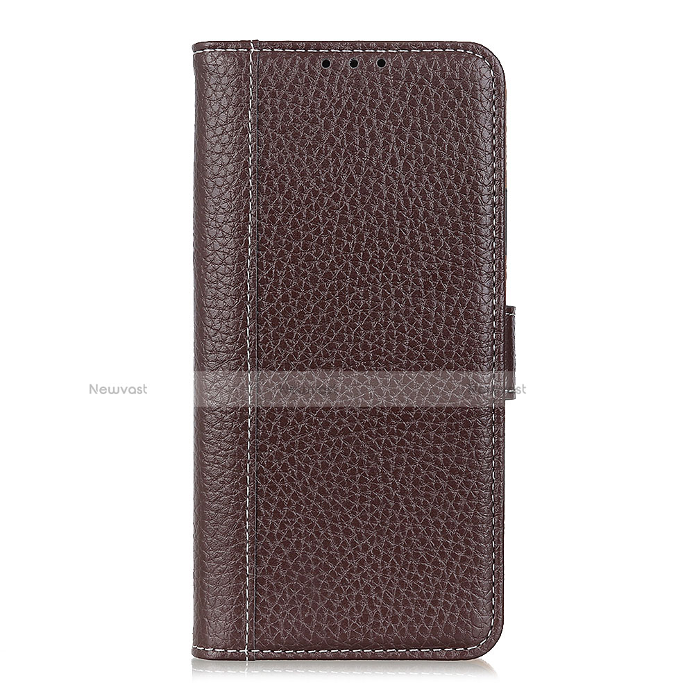 Leather Case Stands Flip Cover T07 Holder for OnePlus 8 Pro Brown