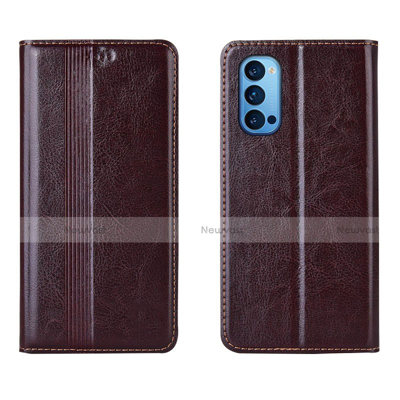 Leather Case Stands Flip Cover T07 Holder for Oppo Reno4 5G