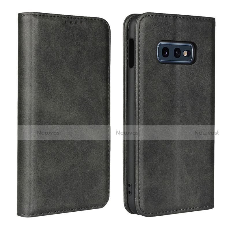 Leather Case Stands Flip Cover T07 Holder for Samsung Galaxy S10e Black