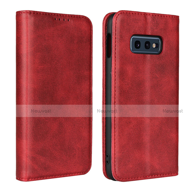 Leather Case Stands Flip Cover T07 Holder for Samsung Galaxy S10e Red