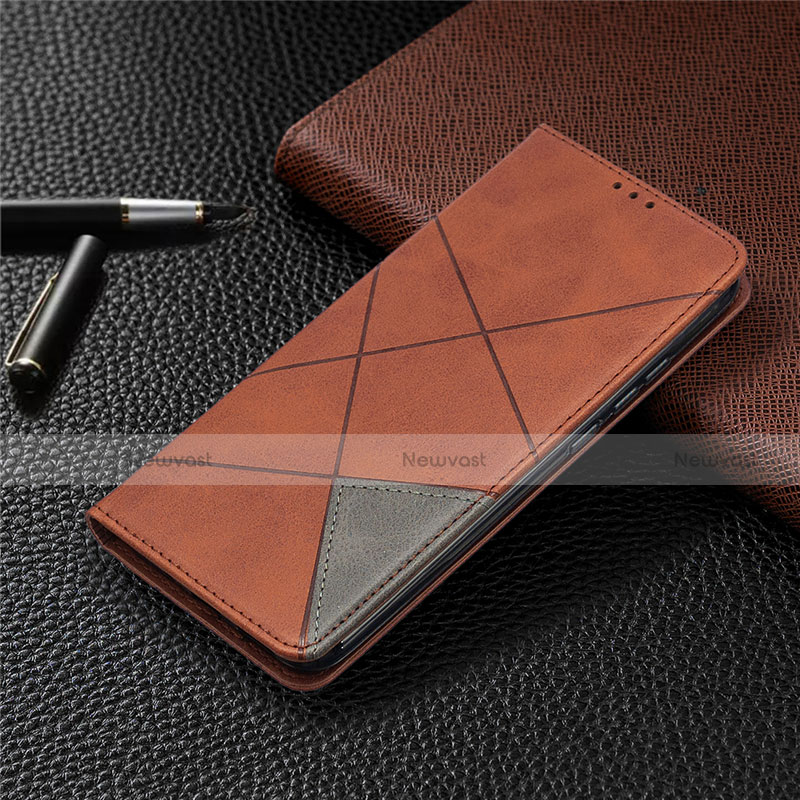 Leather Case Stands Flip Cover T07 Holder for Xiaomi Redmi 9AT Brown