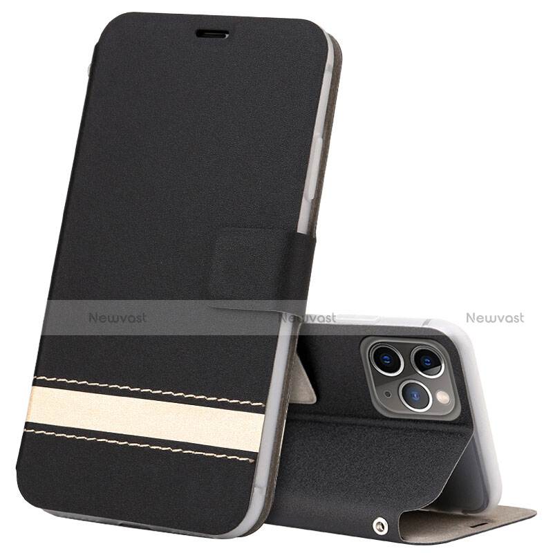 Leather Case Stands Flip Cover T08 Holder for Apple iPhone 11 Pro Black