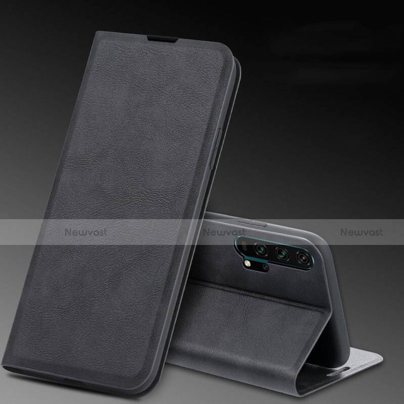 Leather Case Stands Flip Cover T08 Holder for Huawei Honor 20 Pro Black