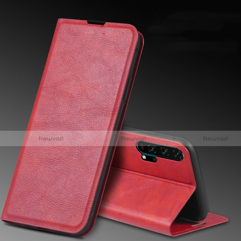 Leather Case Stands Flip Cover T08 Holder for Huawei Honor 20 Pro Red