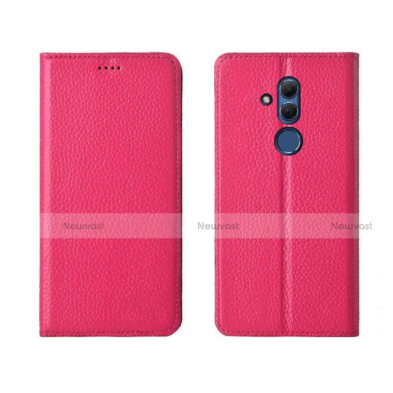 Leather Case Stands Flip Cover T08 Holder for Huawei Mate 20 Lite Hot Pink