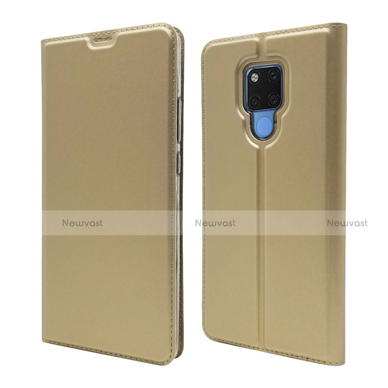 Leather Case Stands Flip Cover T08 Holder for Huawei Mate 20 X 5G Gold