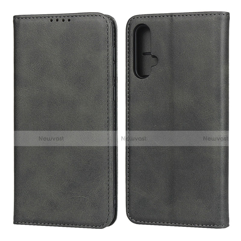 Leather Case Stands Flip Cover T08 Holder for Huawei Nova 5 Pro Black