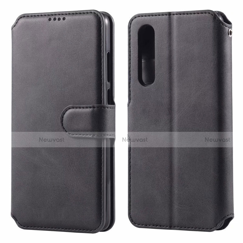 Leather Case Stands Flip Cover T08 Holder for Huawei P30 Black