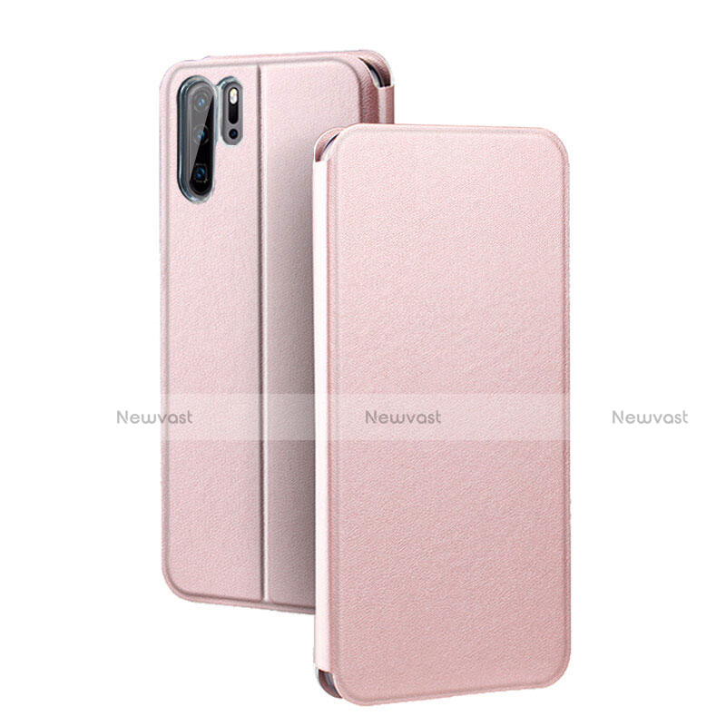 Leather Case Stands Flip Cover T08 Holder for Huawei P30 Pro New Edition Rose Gold