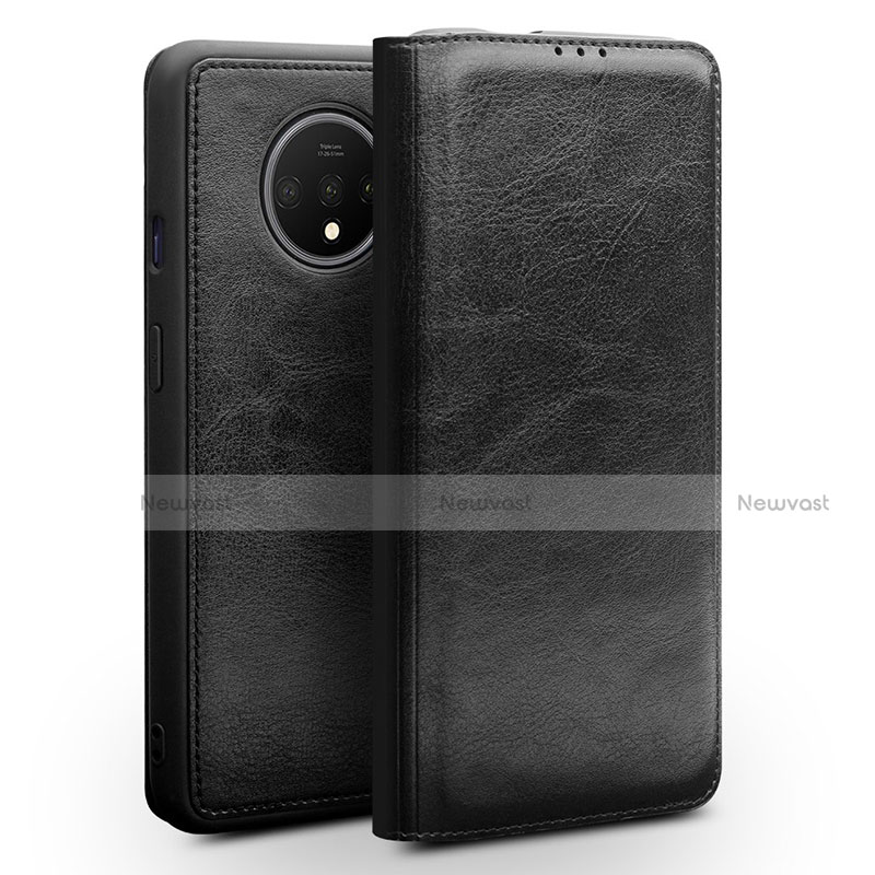 Leather Case Stands Flip Cover T08 Holder for OnePlus 7T Black