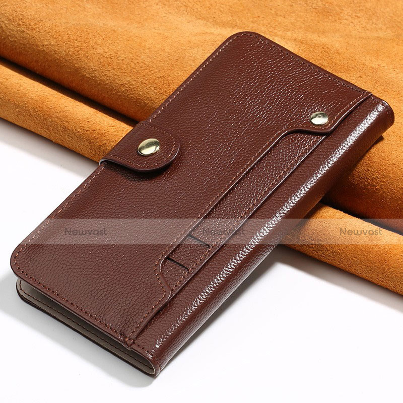 Leather Case Stands Flip Cover T08 Holder for Oppo Find X2 Pro Brown
