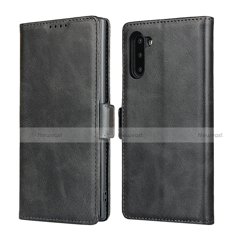 Leather Case Stands Flip Cover T08 Holder for Samsung Galaxy Note 10 5G Black