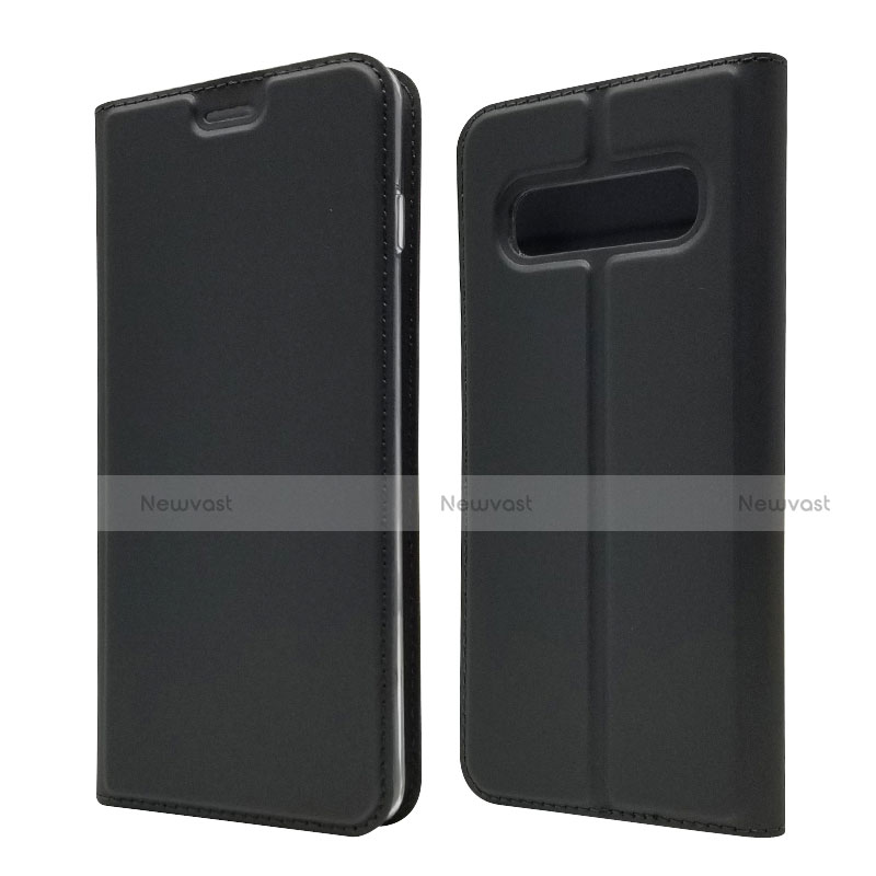 Leather Case Stands Flip Cover T08 Holder for Samsung Galaxy S10 5G Black