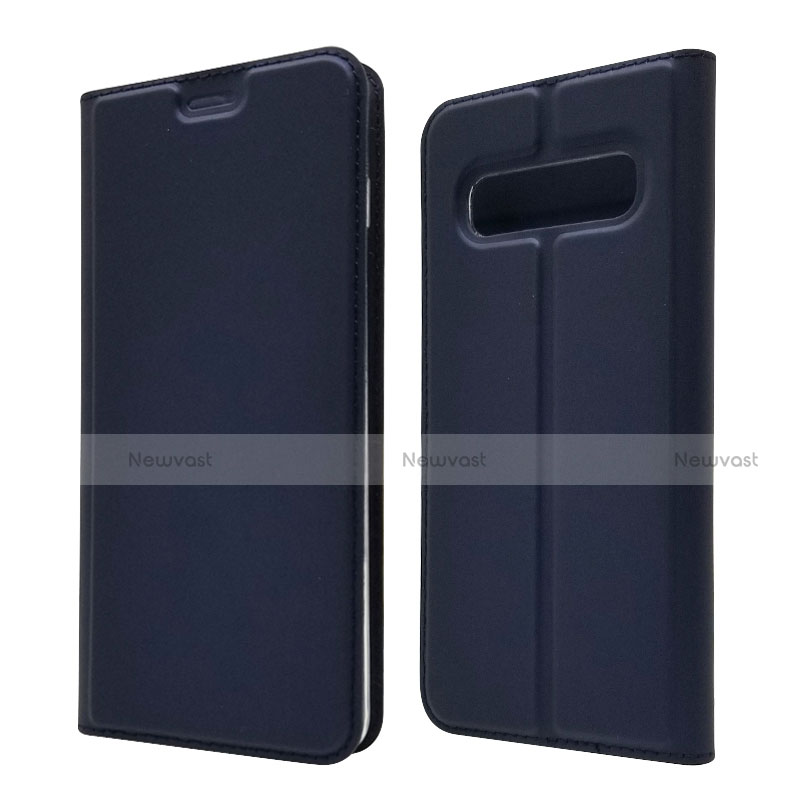 Leather Case Stands Flip Cover T08 Holder for Samsung Galaxy S10 5G Blue