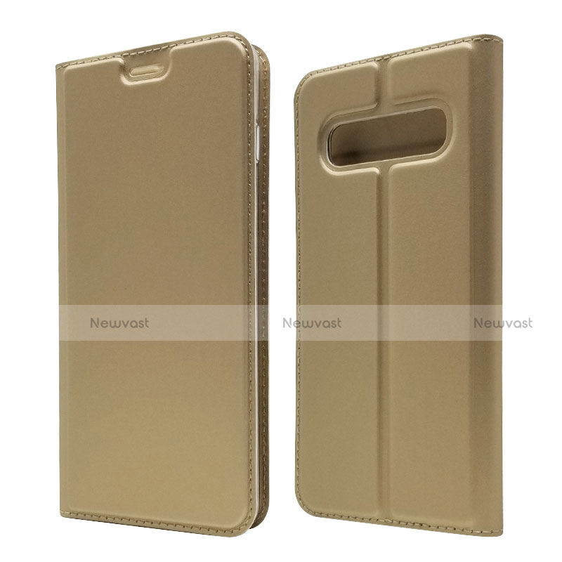 Leather Case Stands Flip Cover T08 Holder for Samsung Galaxy S10 5G Gold