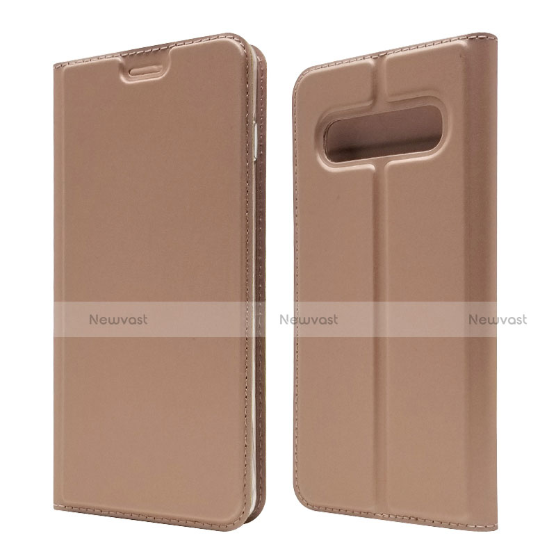 Leather Case Stands Flip Cover T08 Holder for Samsung Galaxy S10 5G Rose Gold