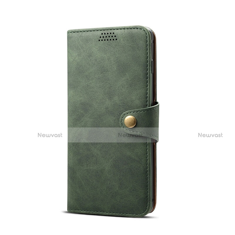 Leather Case Stands Flip Cover T08 Holder for Samsung Galaxy S10e Green
