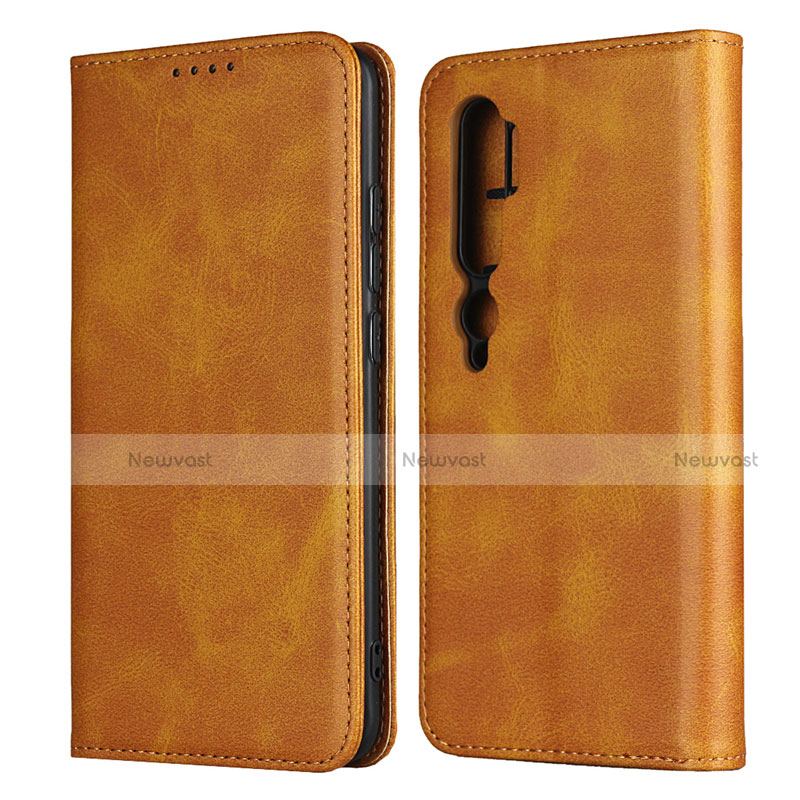 Leather Case Stands Flip Cover T08 Holder for Xiaomi Mi Note 10 Pro Orange