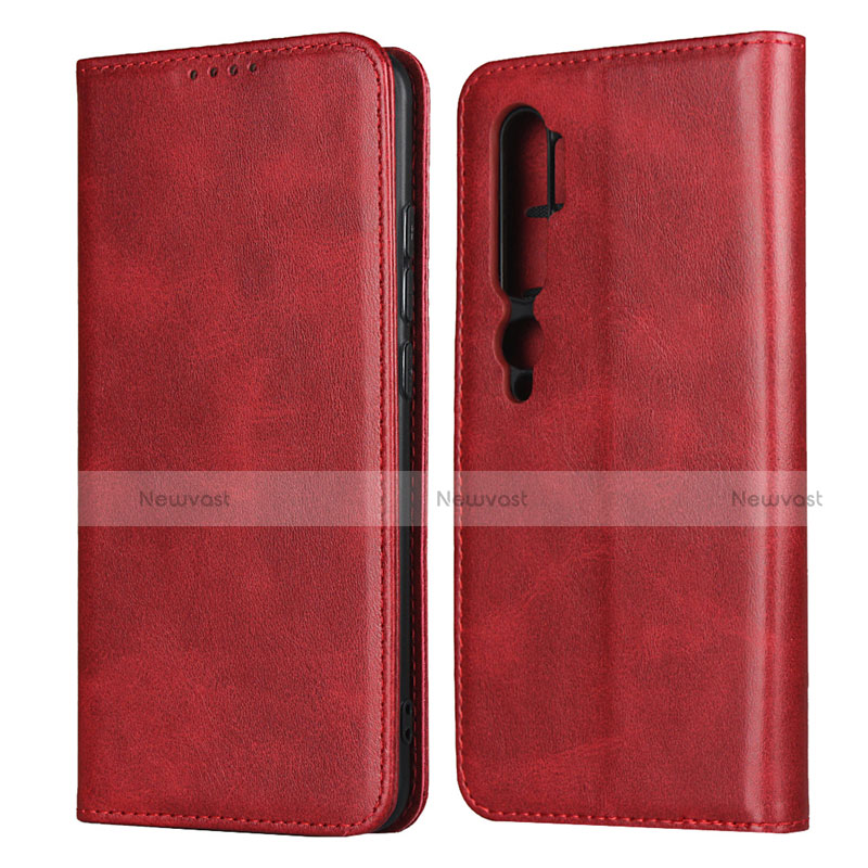 Leather Case Stands Flip Cover T08 Holder for Xiaomi Mi Note 10 Pro Red
