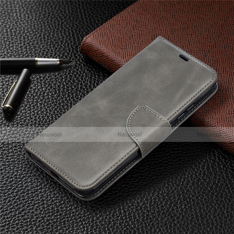 Leather Case Stands Flip Cover T08 Holder for Xiaomi Redmi 9A Gray