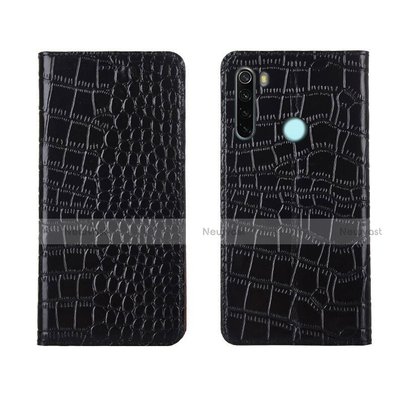 Leather Case Stands Flip Cover T08 Holder for Xiaomi Redmi Note 8 Black