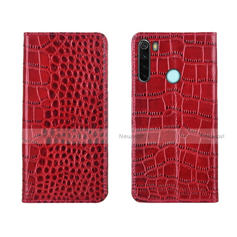 Leather Case Stands Flip Cover T08 Holder for Xiaomi Redmi Note 8 Red